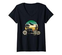 Femme Design rétro Hotrod du sud-Ouest des États-Unis T-Shirt avec Col en V