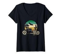 Femme Design rétro Hotrod du sud-Ouest des États-Unis T-Shirt avec Col en V