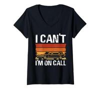 Femme Design rétro « I Can't I'm on Call » T-Shirt avec Col en V