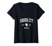Femme Design Sportif Vintage de Virginia City Nevada NV T-Shirt avec Col en V