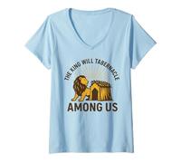 Femme Design « The King Will Tabernacle Among Us » T-Shirt avec Col en V
