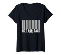 Femme Design typographique de Code-Barres Non à Vendre T-Shirt avec Col en V