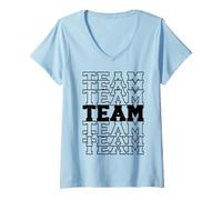 Femme Design typographique d'équipe T-Shirt avec Col en V