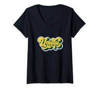Femme Design typographique Unique de Style rétro Vintage T-Shirt avec Col en V