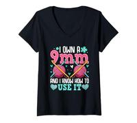 Femme Design Use It de 9 mm sur le thème du tricot T-Shirt avec Col en V