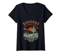 Femme Design Vintage du Parc National de Saguaro Arizona T-Shirt avec Col en V