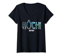 Femme Design Vintage Japonais de la préfecture de Kochi T-Shirt avec Col en V