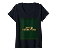 Femme Design Vintage Wealth Vibes Old Money T-Shirt avec Col en V