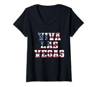 Femme Design Viva Las Vegas T-Shirt avec Col en V