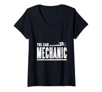 Femme Designs rétro Vintage The Car Mechanic présent T-Shirt avec Col en V