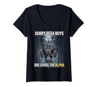 Femme Désolé, Beta Boys, Elle a Choisi Le mème Alpha Funny Alpha Wolf T-Shirt avec Col en V