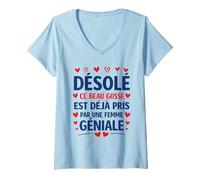 Femme Désolé Ce Beau Gosse Est Pris Joyeuse Saint Valentin Couple T-Shirt avec Col en V
