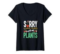 Femme Désolé, J'Ai des projets avec Mes Plantes Funny Gardening T-Shirt avec Col en V