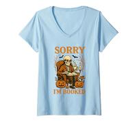 Femme Désolé, J'Ai réservé Skeleton Halloween Vibes T-Shirt avec Col en V