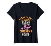 Femme Désolé, Je ne Peux Pas Avoir de projets avec Mes Poulets et T-Shirt avec Col en V