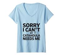 Femme Désolé, Je ne Peux Pas, Mon Chien Catahoula a Besoin de Moi T-Shirt avec Col en V