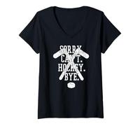 Femme Désolé, Je ne Peux Pas Vous dire Adieu au Hockey - Funny Hockey T-Shirt avec Col en V