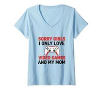 Femme Désolé Les Filles, Je n'aime Que Les Jeux vidéo et ma mère T-Shirt avec Col en V