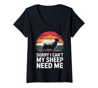Femme Désolé, Mes Moutons n'ont Pas Besoin de Moi T-Shirt avec Col en V