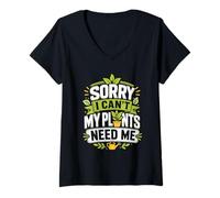 Femme Désolé, Mes Plantes n'ont Pas Besoin de Moi T-Shirt avec Col en V