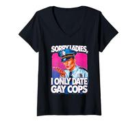 Femme Désolé, Mesdames, Je ne sors Que avec des flics Gays Funny Pride T-Shirt avec Col en V