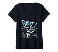 Femme Désolée, Je n'écoutais Pas, Je pensais à la pêche T-Shirt avec Col en V