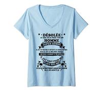 Femme Désolée je suis déjà prise par un Homme super génial Couple T-Shirt avec Col en V