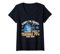 Femme Désolée, je suis grincheuse dans Going Through My Terrible 70's Bird T-Shirt avec Col en V