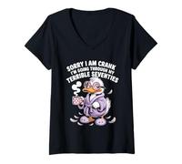 Femme Désolée, je suis grincheuse, je traverse mes terribles années 70 T-Shirt avec Col en V