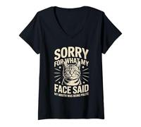 Femme Désolée pour ce Que disait Mon Visage, ma Bouche était polie T-Shirt avec Col en V