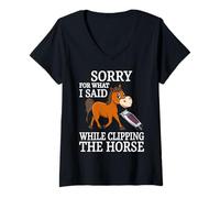 Femme Désolée pour ce Que J'Ai Dit en coupant Le Cheval T-Shirt avec Col en V