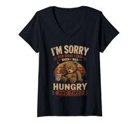 Femme Désolée pour ce Que J'Ai Dit Quand J'avais Faim et Que j'étais fatiguée T-Shirt avec Col en V