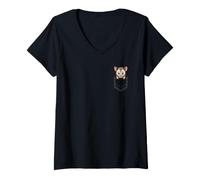 Femme Dessin Animé D'opossum Jetant Un Coup D'œil dans Une T-Shirt avec Col en V