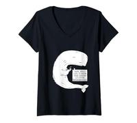 Femme Dessin animé humoristique Speed Bump de Moby Dick T-Shirt avec Col en V