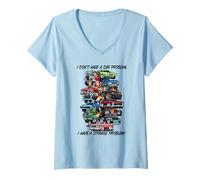 Femme Dessin animé Je n'ai Pas de problème de Voiture J'Ai Un problème de Rangement T-Shirt avec Col en V