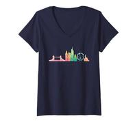 Femme Dessin d'horizon de la T-Shirt avec Col en V