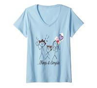 Femme Dessin Stickman Minimaliste avec Inspiring Keep It Simple T-Shirt avec Col en V