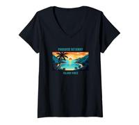 Femme Dessins d'art des Caraïbes de l'île Tropique des Bahamas T-Shirt avec Col en V