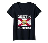 Femme Destin Florida Flag Design Drapeau Destin FL T-Shirt avec Col en V