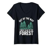 Femme Destination d'aventure dans la forêt Hors de Chemin T-Shirt avec Col en V