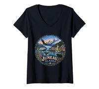 Femme Destination de croisière Juneau en Alaska T-Shirt avec Col en V