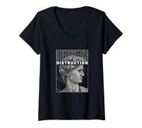 Femme Destruction Greek Sculpture - Aesthetic Edgy Streetwear T-Shirt avec Col en V