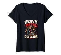 Femme Détecteur métaux Heavy-Metal-Detector Metaldetector T-Shirt avec Col en V