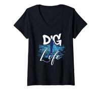 Femme Détection de métaux - Dig Life - Beach Hunter - Bleu T-Shirt avec Col en V