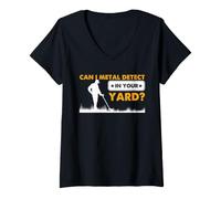 Femme Détection de métaux Permission de Cour Humour de détectoriste drôle T-Shirt avec Col en V