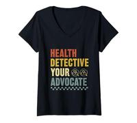 Femme Détective de santé, votre avocat, interniste en médecine interne T-Shirt avec Col en V