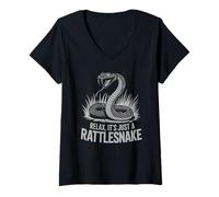 Femme Détendez-vous, ce n'est qu'un serpent à sonnettes T-Shirt avec Col en V