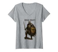 Femme Deus Vult - Saint Empire Romain T-Shirt avec Col en V