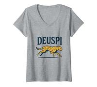 Femme Deuspi comme Un Guépard - Streetwear Animal Vif et Rapide T-Shirt avec Col en V