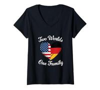 Femme Deux Mondes, Une Famille, héritage Germano-américain T-Shirt avec Col en V